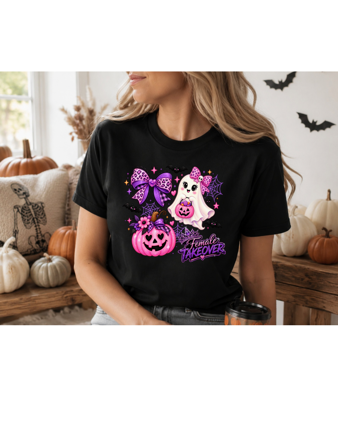 FT Pink Ghost Pumpkin Bow Shirt
