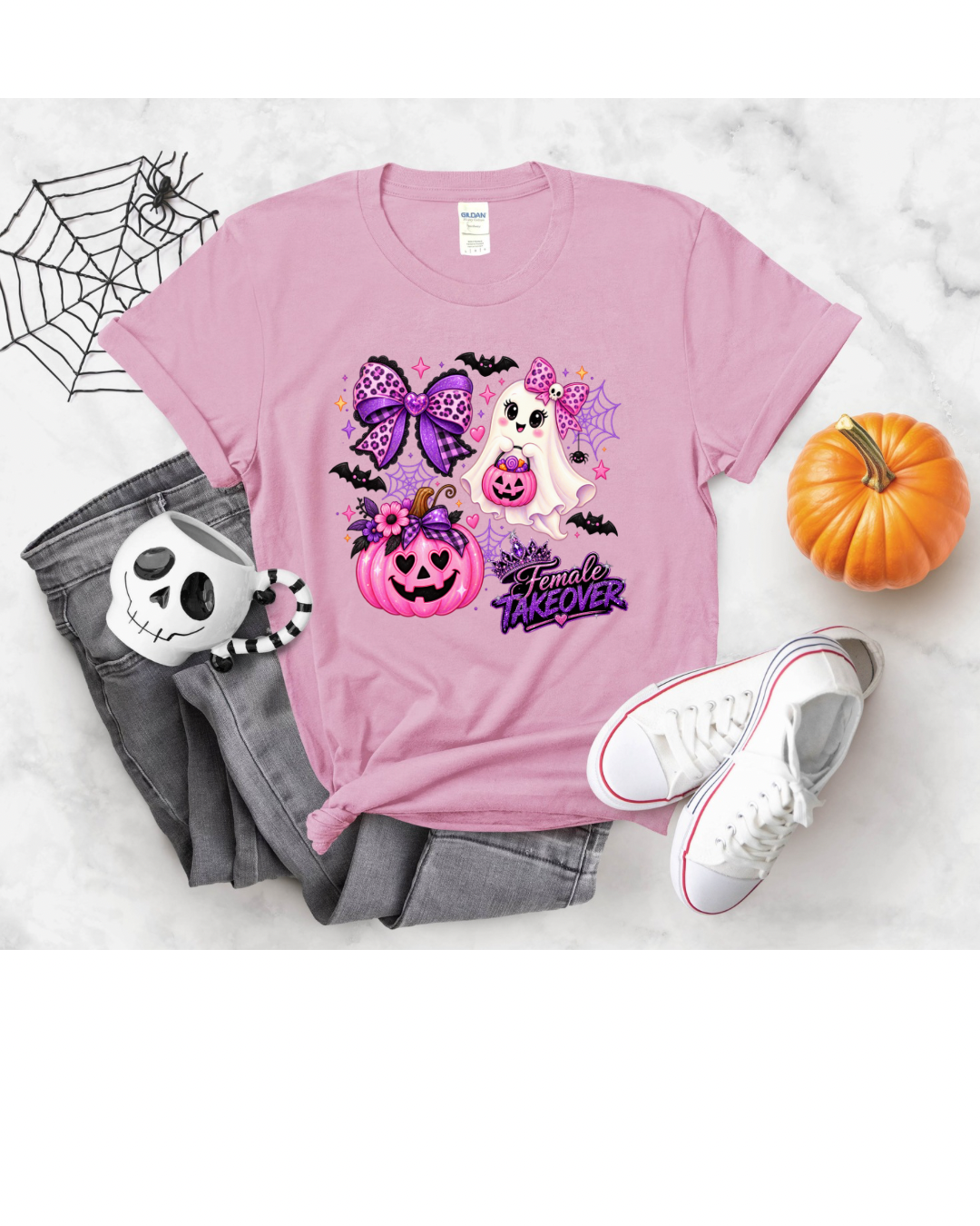 FT Pink Ghost Pumpkin Bow Shirt